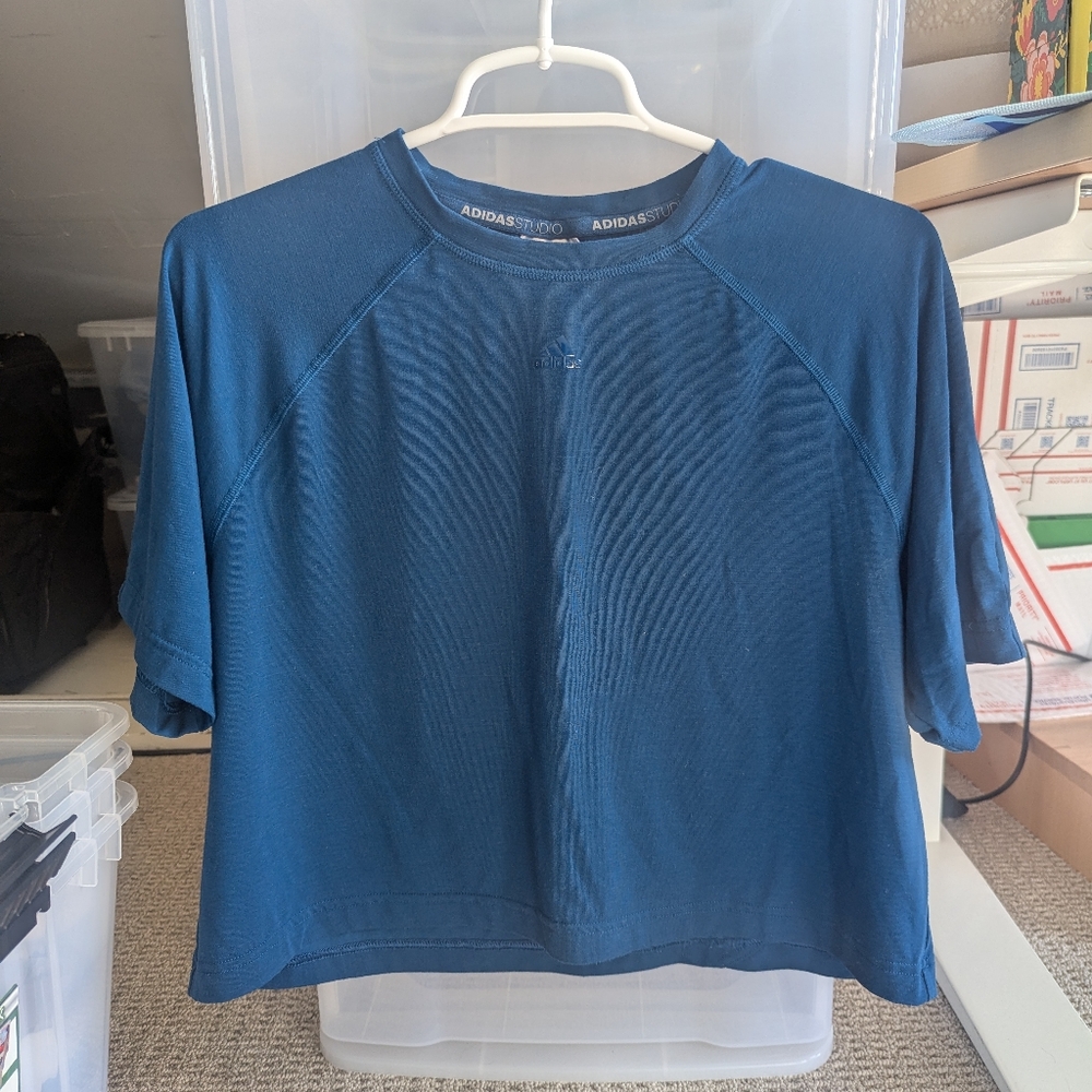 Adidas Crop T-shirt, Blue, XS